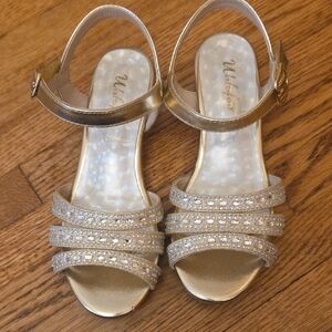 Gold Strappy Heels with Rhinestones